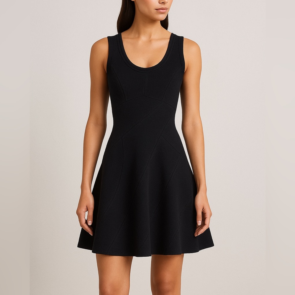 Azzedine ALAIA Dress Knit Fit & Flare Pleated A Line Knit
